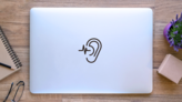 Hearing Test Ear Icon Sticker on a Laptop (New) example