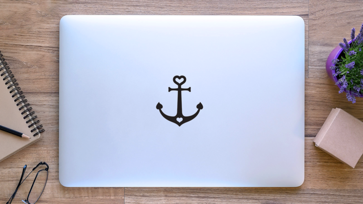 Heart Anchor Sticker on a Laptop (New) example