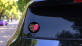 Heart And Skeleton Illustration Love Sticker on a Rear Car Window (New) example