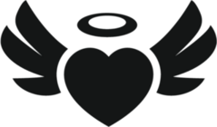 Heart Angel Wings With Halo Silhouette Sticker