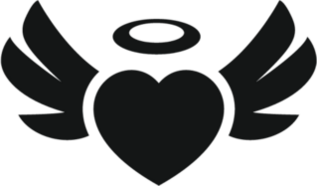 Heart Angel Wings With Halo Silhouette Sticker