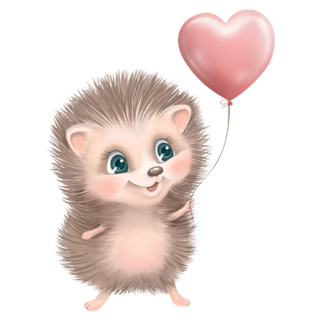 Heart Balloon Hedgehog Sticker