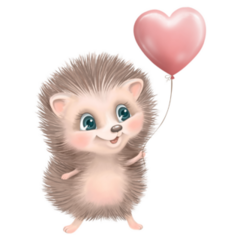 Heart Balloon Hedgehog Sticker