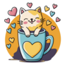 Heart Coffee Cat Sticker
