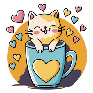 Heart Coffee Cat Sticker