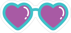 Heart Glasses with Purple Lenses Hippie Sticker