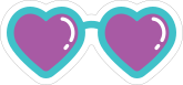 Heart Glasses with Purple Lenses Hippie Sticker