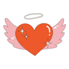Heart Icon With Wings And A Halo Y2k Sticker