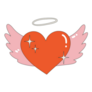 Heart Icon With Wings And A Halo Y2k Sticker