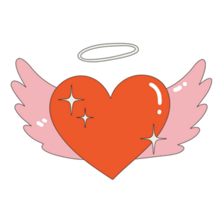Heart Icon With Wings And A Halo Y2k Sticker