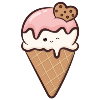 Heart Kawaii Ice Cream Sticker