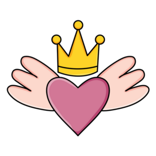 Heart Love With Wings And Crown Pop Art Sticker