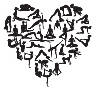 Heart Made From Silhouettes In Yoga Poses Sticker