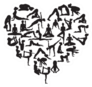 Heart Made From Silhouettes In Yoga Poses Sticker