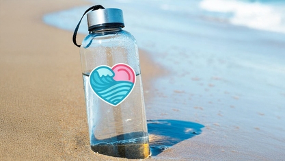 Heart Ocean Water Bottle Sticker