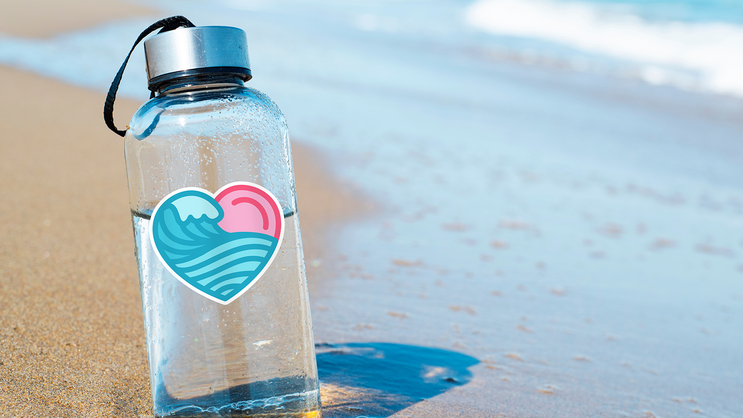 Heart Ocean Water Bottle Sticker