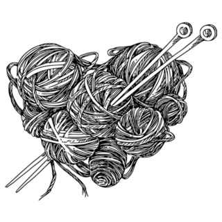 Heart Of Wool And Knitting Needles Sketch Sticker