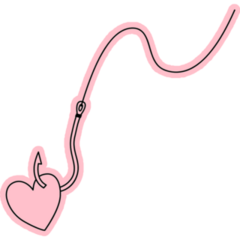 Heart On Fish Hook Sticker