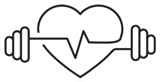 Heart Outline With Dumbbells Line Art Sticker