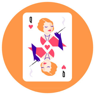 Heart Queen Modern Playing Card Orange Sticker