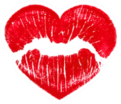 Heart Shape Kissing Lips Sticker
