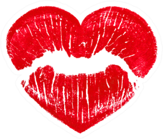 Heart Shape Kissing Lips Sticker