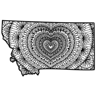 Heart Shape Mandala Inside Montana Sticker