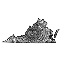 Heart Shape Mandala Inside Virginia State Map Sticker
