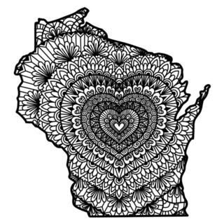 Heart Shape Mandala Inside Wisconsin Sticker