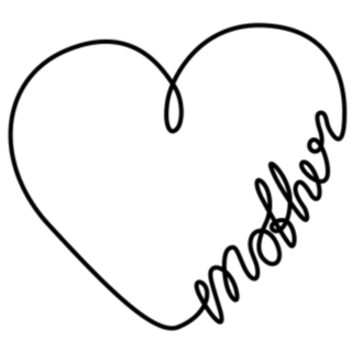 Heart Shape Mother Lettering Sticker