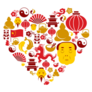 Heart Shape With China Icons Sticker