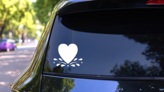 Heart Shape With Leaves Sticker on a Rear Car Window (New) example
