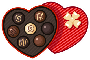 Heart Shaped Candy Box Sticker