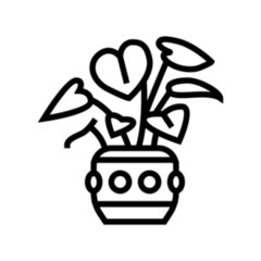 Heart Shaped Leaves Potted Plant Transfer Sticker