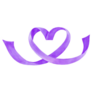 Heart Shaped Purple Alzheimers Ribbon Sticker