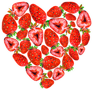 Heart Shaped Strawberry Sticker