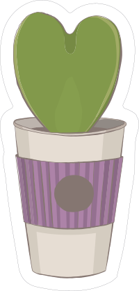 Heart Shaped Succulent in Coffee Cup Sticker
