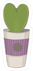 Heart Shaped Succulent in Coffee Cup Sticker