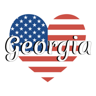 Heart Shaped US Flag Georgia State Sticker