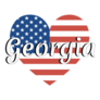 Heart Shaped US Flag Georgia State Sticker