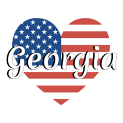 Heart Shaped US Flag Georgia State Sticker