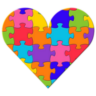 Heart Sign, Jigsaw Autism Puzzle Icon Sticker