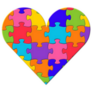 Heart Sign, Jigsaw Autism Puzzle Icon Sticker