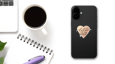 Heart with Hello Fall Minimalistic Lettering Sticker on a Phone (New) example