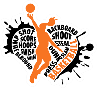 Heart With Player Silhouette Basketball Sport Saying Sticker