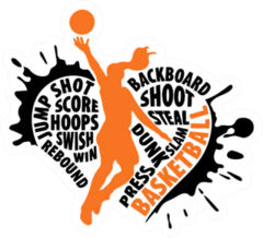 Heart With Player Silhouette Basketball Sport Saying Sticker