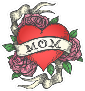 Heart With Rose Flowers And Ribbon Tattoo Sticker