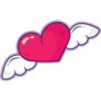 Heart With Wings Cartoon Sticker