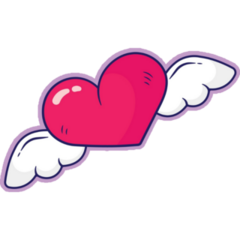 Heart With Wings Cartoon Sticker