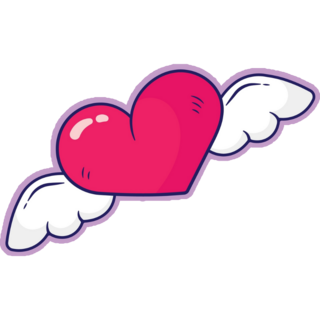 Heart With Wings Cartoon Sticker